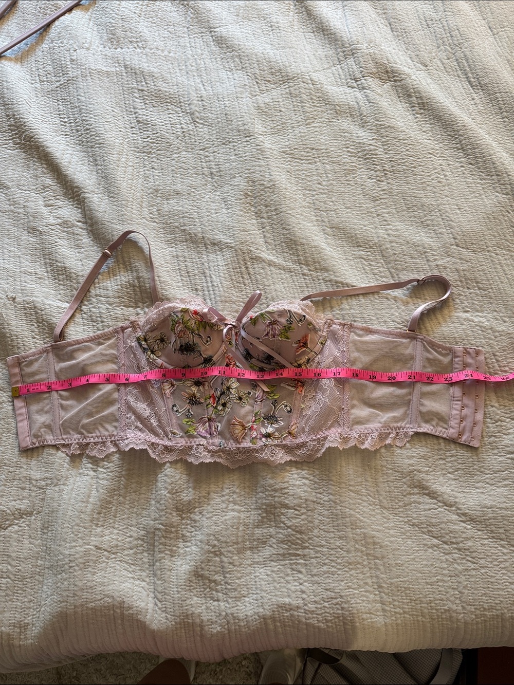 Victorias Secret Women's Floral Lace Corset Bra Top - Pink - Picture 3 of 5